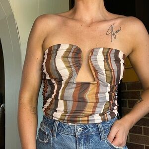 Striped strapless bodysuit